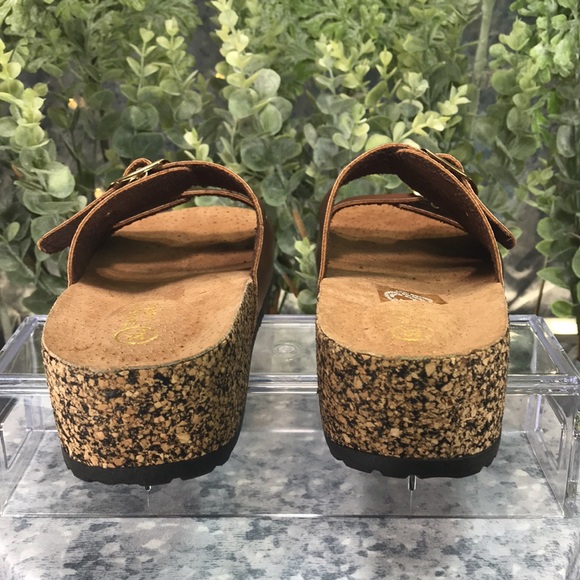 Sandalias Latinas SL Brown 2-Buckle Cork Bottom Platform Sandals WMS 6M☀️NEW☀️ - Picture 5 of 10